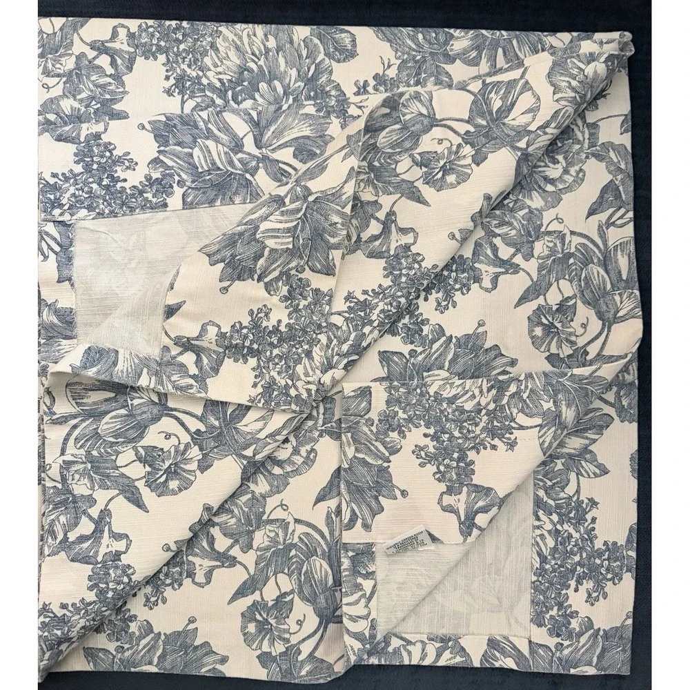 Vintage Waverly Garden Room Toile Blue Floral Curtain Panel 42 X 84 Single 1 PC